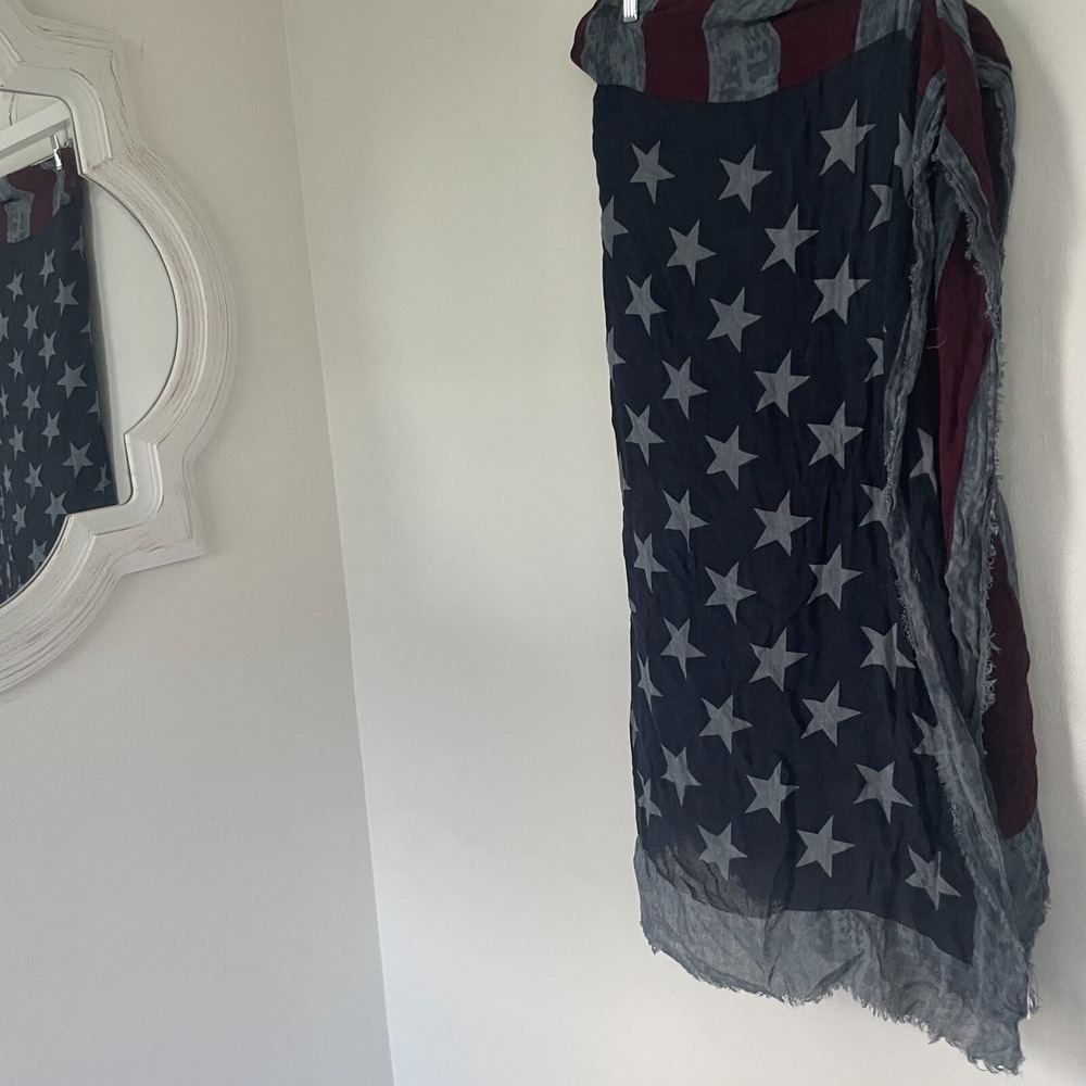 American Flag‎ Scarf Distressed 4th of July Woman's Infinity Wrap Blue 29"Length - Picture 3 of 10